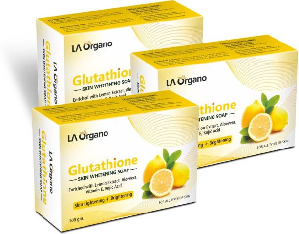 LA Organo Glutathione Lemon Skin Lightening & Brightening Soap For All Skin Type-Pack of 3