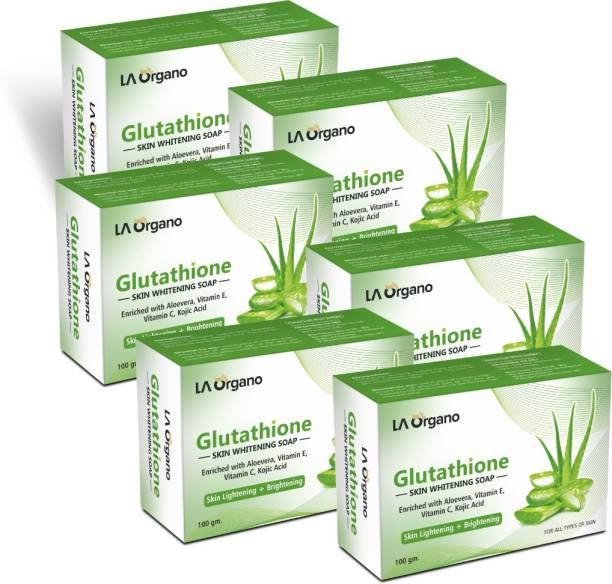 LA Organo Glutathione Aloe Vera Skin Lightening & Brightening Soap For All Skin Type-Pack of 6