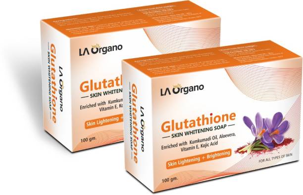 LA Organo Glutathione Kumkumadi Skin Lightening & Brightening Soap For All Skin Type-Pack of 2