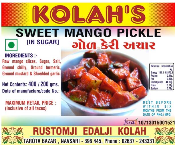 KOLAH'S SWEET MANGO PICKLE(400) Mango Pickle