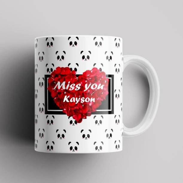 Beautum Model EBMSU009380 MISS YOU Kayson Name Printed Best Gift Ceramic Coffee Mug