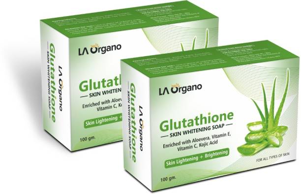 LA Organo Glutathione Aloe Vera Skin Lightening & Brightening Soap For All Skin Type-Pack of 2