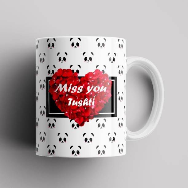 Beautum Model EBMSU022392 MISS YOU Tushti Name Printed Best Gift Multicolor Ceramic Ceramic Coffee Mug