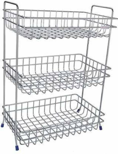 Kitchking Triple Layer Nano Fruit and Vegetable Stand/Basket/Trolley Containers Kitchen Rack