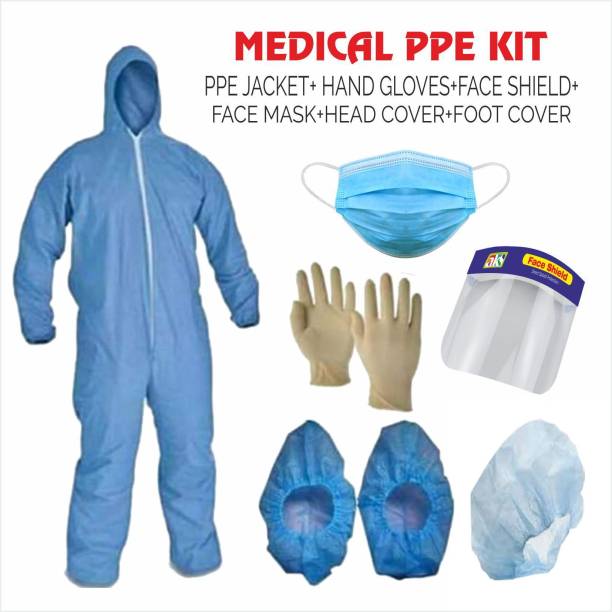 Positex CERTIFIED Approved CLOTH PPE KIT DIAMOND ( For High Risk Users) Medical Disposable Protective Coverall Suits (PP Non Woven Laminated With FACE SHIELD & SHOE COVER) Safety Jacket