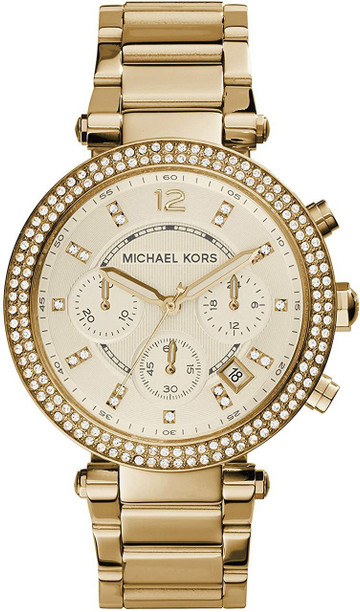 michael kors gold watch with rhinestones