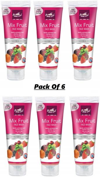 Beeone Mix Fruit Face wash Gently exfoliates and clarifies skin (100% soap free) pack of 6 Face Wash