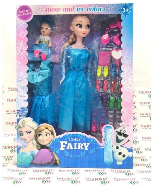 Mubco Frozen Elsa & Little Baby Doll House Set with 2 Dresses, 8 Different NKZ Types Shoes with Make-up Accessories