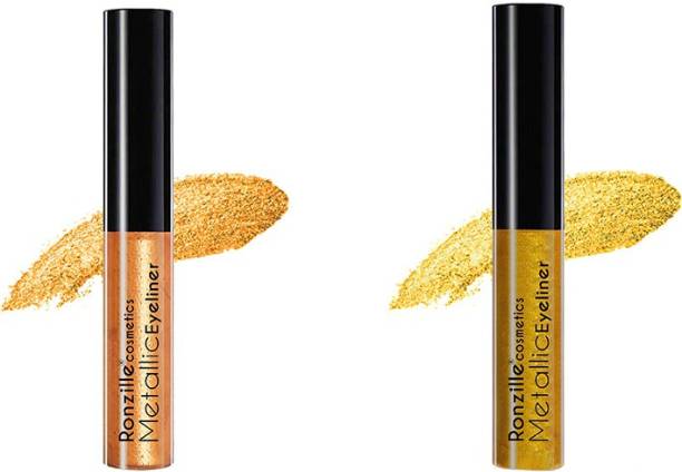 RONZILLE Glitter Liquid Eyeliner Gold Rosegold ( Pack of 2 ) 5.1 ml