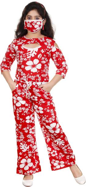KAARIGARI Floral Print Girls Jumpsuit