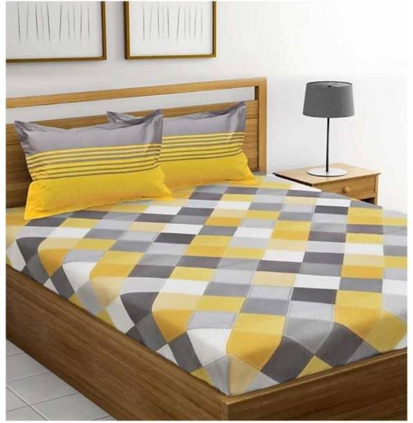 G Craft 300 TC Cotton Queen Geometric Flat Bedsheet
