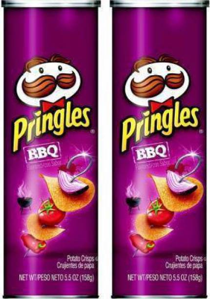 Pringles BBQ Potato Chips Chips impoted (2 x 158 g) Chips