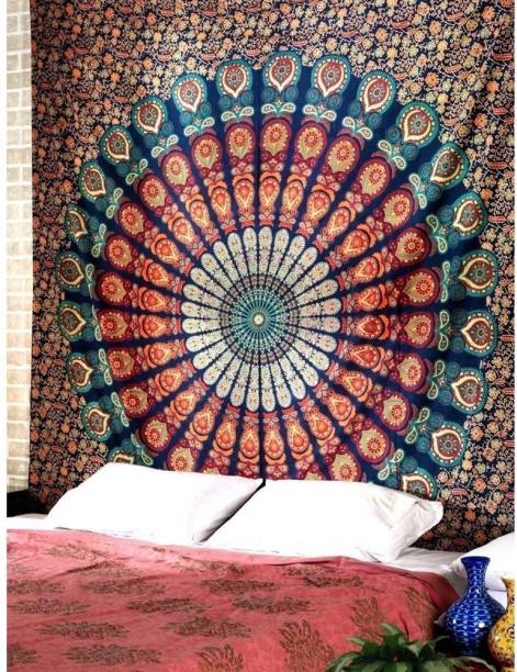 DORAYA COR Wall hanging blue Good Luck Hippie Psychedelic tapestry Blue twin Mandala Tapestry Tapestry