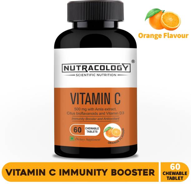 Nutracology Vitamin C Chewable Tablets 500mg Immunity booster, glowing skin Orange Flavour