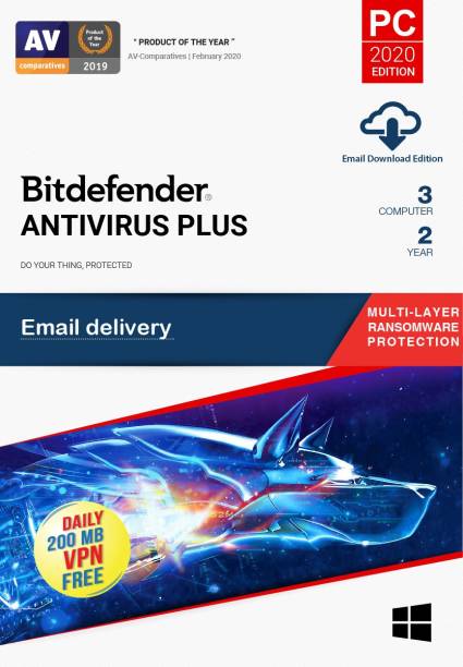 bitdefender 3 PC PC 2 Years Anti-virus (Email Delivery - No CD)