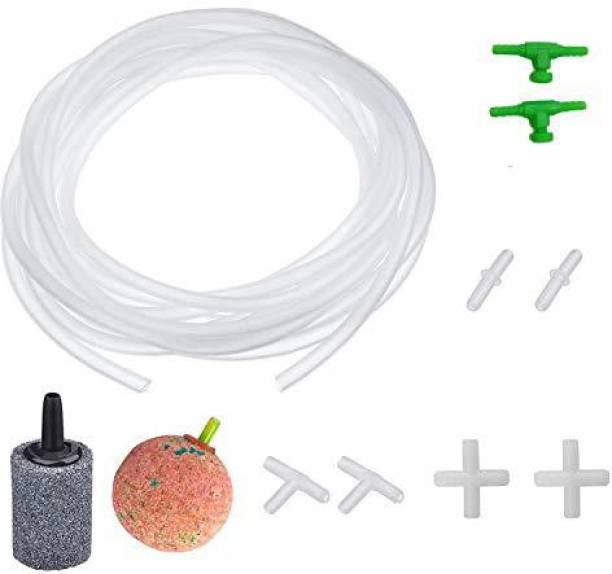Taiyo Pluss Discovery Aquarium Air Pump Accessories Set with Airline Tubing Soft Air Pump Hose Plastic Inline Tubing 4 Way X, 3-Way T and Straight Shapes, Connectors for Fish Tank (11 Pieces) Aquarium Tool