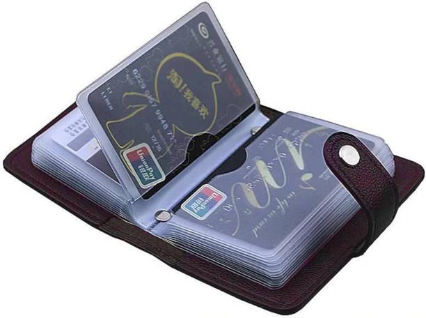 Flipkart SmartBuy Brown 28 Slots Leather Business 24 Card Holder