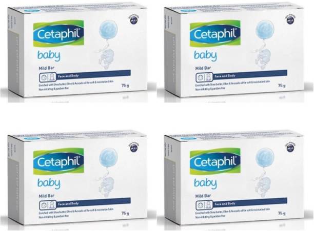 Cetaphil Baby Mild Bar for Face and Body-Pack of 4, 75g