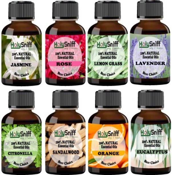HolySniff Jasmine, Rose, Sandal, Lemongrass, Citronella, Orange, Eucalyptus, Lavender Aroma Oil, Refill, Diffuser