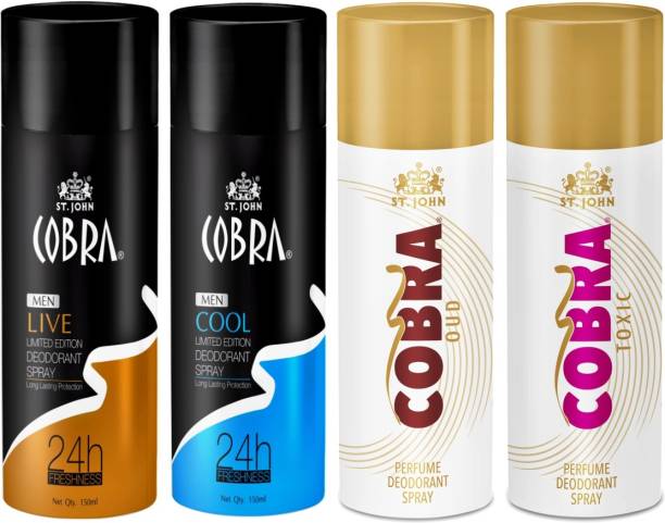 ST-JOHN Cobra Deo Live & Cool & Oud & Toxic Deodorant Spray  -  For Men & Women