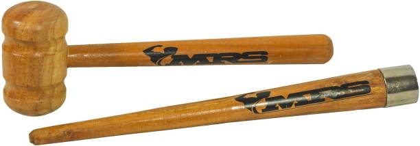 MRS Cricket Bat Knocking Wood Hammer Mallet & 1 Grip Cone Wooden Bat Mallet