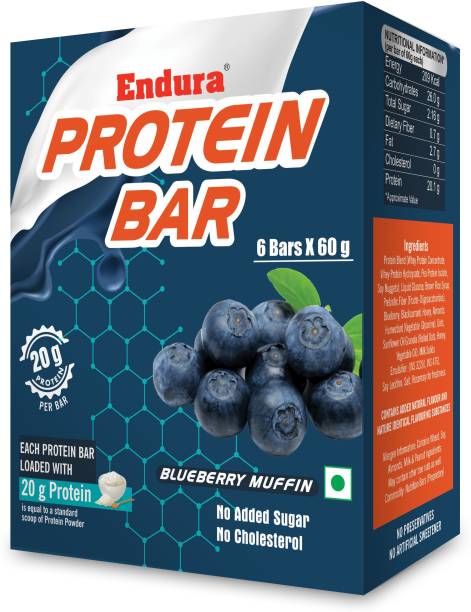 Endura Blueberry Muffin Protein Bar - 20 g Protein (6 X 60 g) Protein Bars