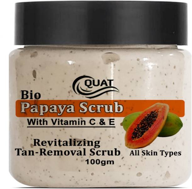QUAT Bio Papaya Scrub With Vitamin C & E Revitalizing And Tan Removal  Scrub