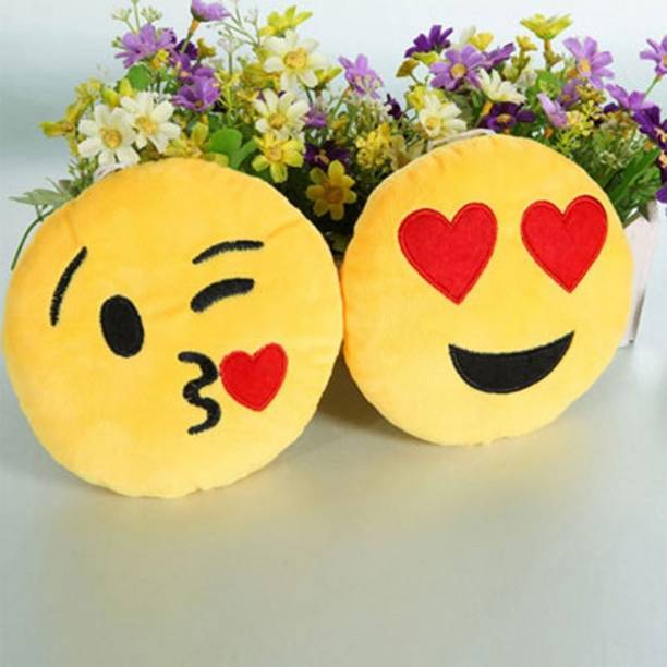 Supreme Home Collective Polyester Fibre Smiley Cushion Pack of 2