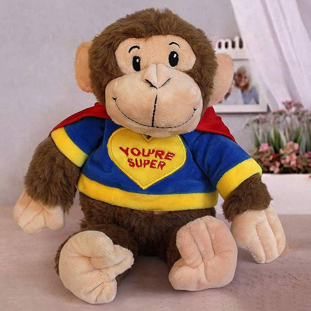 TIED RIBBONS Valentine Day Special Monkey Teddy Bear Gift for Girlfriend Boyfriend Wife Lover  - 14 cm
