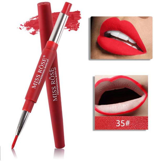 MISS ROSE 2 In 1 Double-Headed Matte Lipstick Lip Liner Pencil For Girls And Women'S (PASSION)