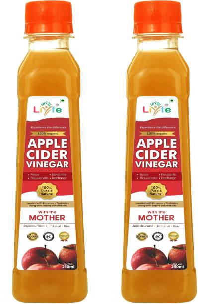 LIYFE Organic Apple Cider Vinegar - with strand of mother - not from concentrate Vinegar (250 ml) Vinegar