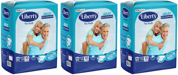Liberty ECO ADULT DIAPERS, SIZE MEDIUM, 10 PCS PACK, FOR WAIST SIZE 30-40 INCHES, COMBO OF 3 Adult Diapers - M