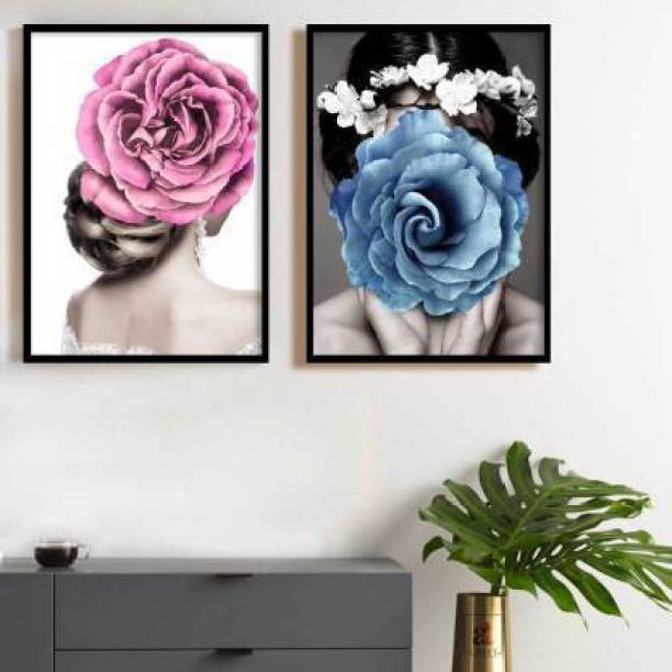 Painting Mantra Floral Theme Set of 2 Framed Canvas Art Print, Painting -13x17 inchs Canvas 17 inch x 13 inch Painting