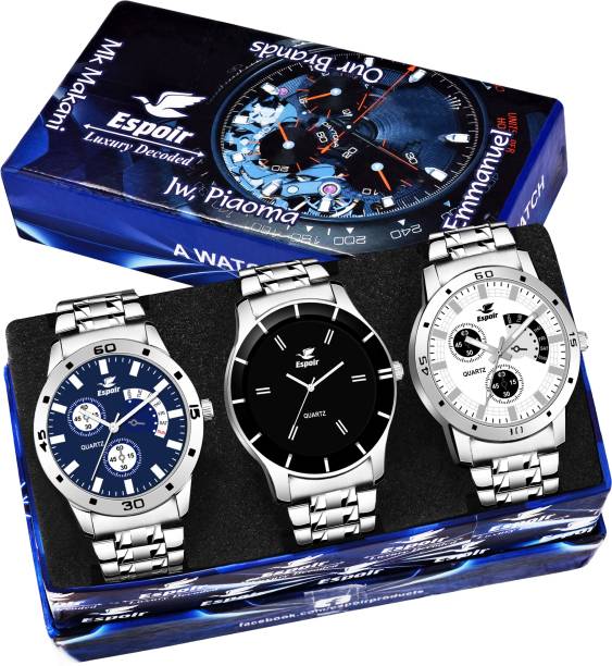 Espoir Combo ES109 Espoir Bahu Chronograph Pattern Combo of 3 watches Analog Watch  - For Men
