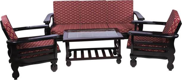 AAYAT FURNISHINGS Fabric 3 + 1 + 1 Melamine purple shadow Sofa Set