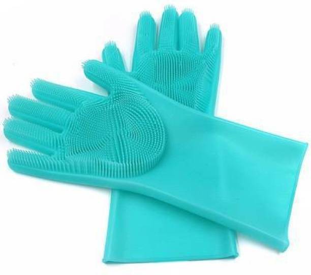 Appcloud Dish Washing Gloves, Silicon Cleaning Gloves, Silicon Hand Gloves for Kitchen Dishwashing and Pet Grooming, Great for Washing Dish, Kitchen, Car, Bathroom Wet and Dry Glove