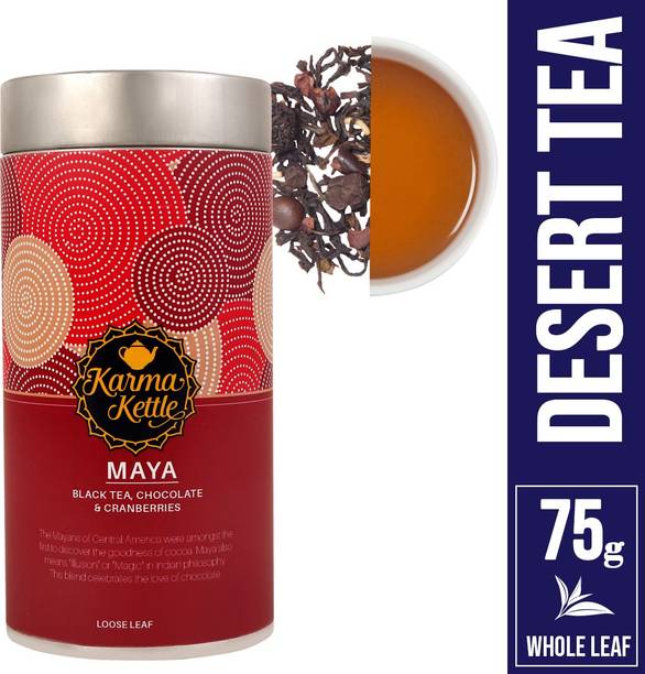 Karma Kettle Maya Chocolate Tea with Chocochips, Coffee Beans, Cranberry, Choconibs and Chocolate Chocolate Black Tea Tin