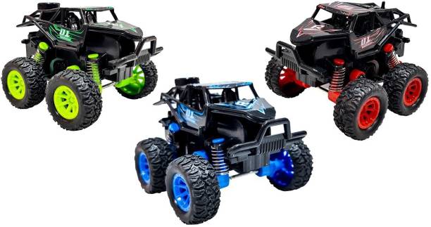 Toyshack Pull Back 3 Pcs Mini Rock Crawler Truck with Rubber Wheels for Kids