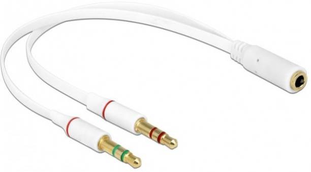 Crystonics 3.5mm Female to 2 Male Headphone Mic Audio Y Splitter 0.2 m PVC Stereo Audio Cable