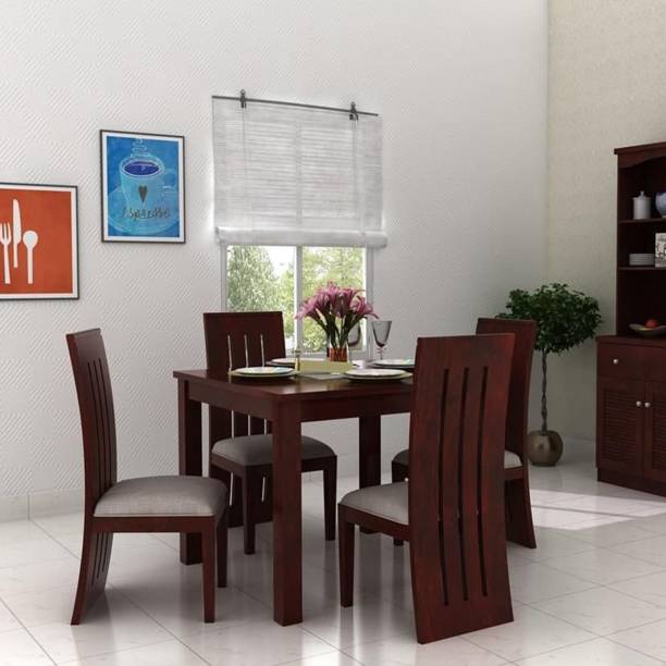 BRIGHTWOOD Furniture Premium Dining Room Furniture Wooden Dining Table with 4 Chairs Solid Wood 4 Seater Dining Set