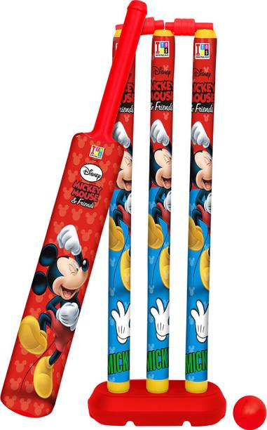 DISNEY Mickey & Friends Senior Bat, Stumps and Ball Cricket Kit