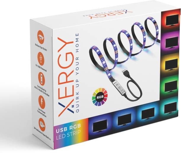 XERGY USB 5V 5050 RGB LED Flexible Strip Light Multi-Color Changing Lighting Kit, TV Background Lighting with 3 Key Mini Controller 3M-MiniController Led Light