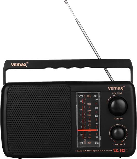 Vemax Melody 3-Band (FM/AM/MW) Portable Radio (Black) F...