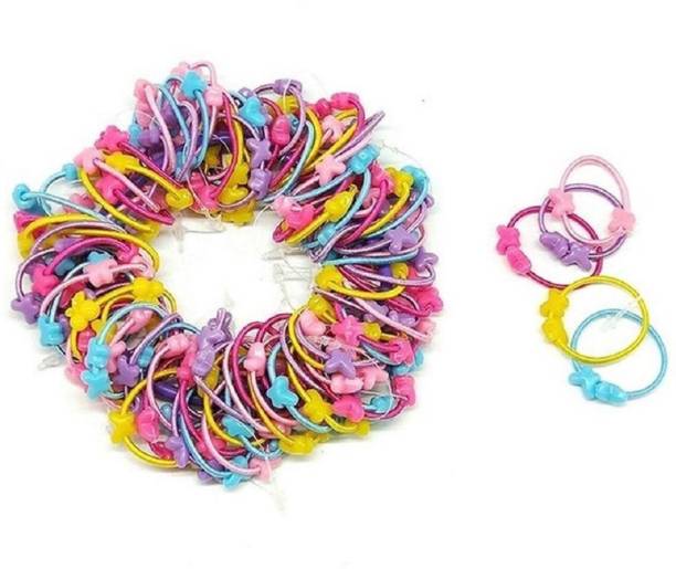 haiko Colors Soft Rubber Mini Hairbands Elastic Hair Ties Tiny for Baby Kids Girl (Pack Of 100) Rubber Band
