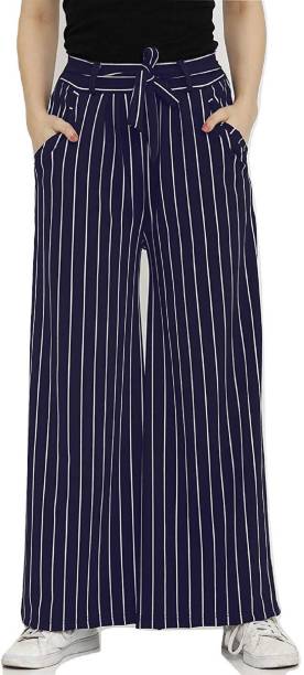 MyTrendzs Flared Women Blue, White Trousers