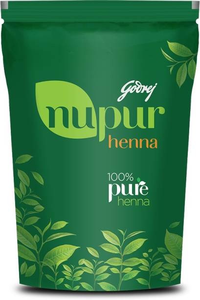 Godrej Nupur 100% Pure Henna (Mehendi) - Natural Conditioning and Anti-Dandruff Hair Colour Solution (200g) , Leafy Green