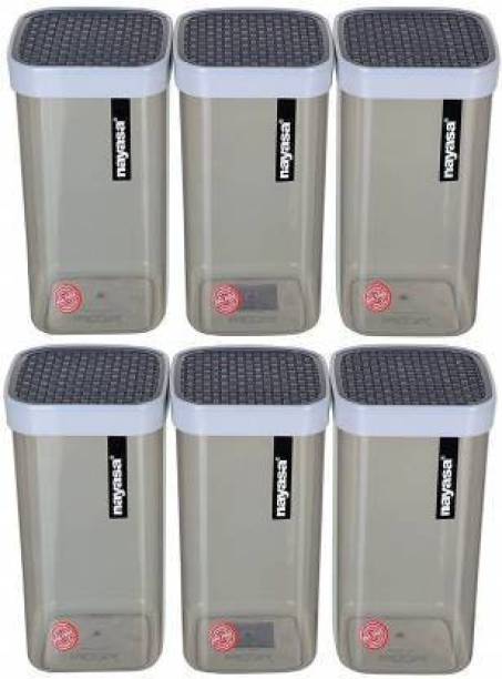 NAYASA Fusion Containers Set of 6 Grey Color  - 1500 ml Plastic Grocery Container