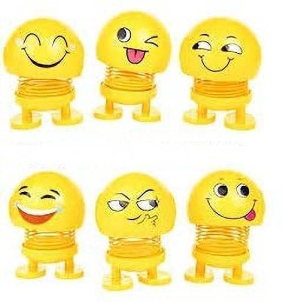 Boriva Smiley Spring Doll Cute Emoji Bobble Head Dolls ( Set of 4 )