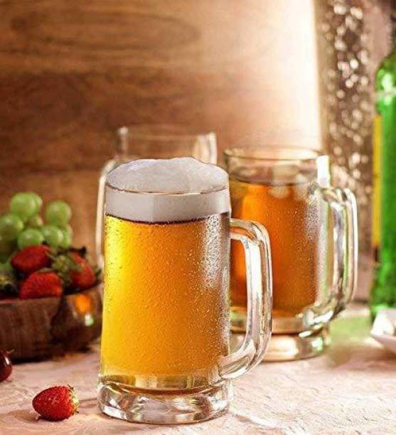 RAMOJI INTERNATIONAL set of 01 , 400 ml , Classic Beer Solid Heavy Base Clear Drinking Glass Beers with clear glass handle heavy base beer mug Glass Beer Mug
