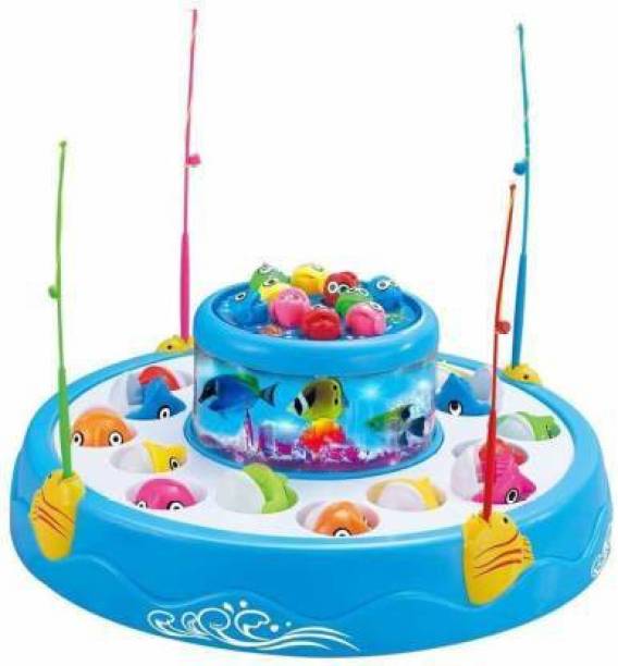 RTW COLLECTIONS RTW Collection Go Go Fishing Electric Rotating Magnetic Fish Catching Game With Musical Lights For Kids (Multicolor)